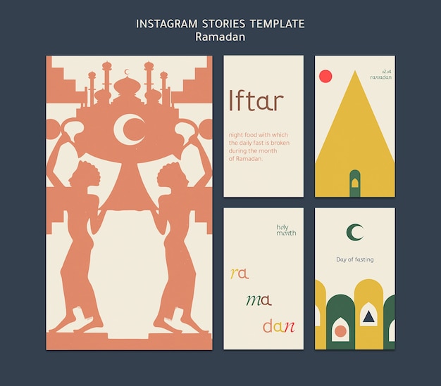 PSD gratuit collection d'histoires instagram ramadan