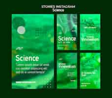 PSD gratuit collection d'histoires instagram scientifiques avec un dessin abstrait