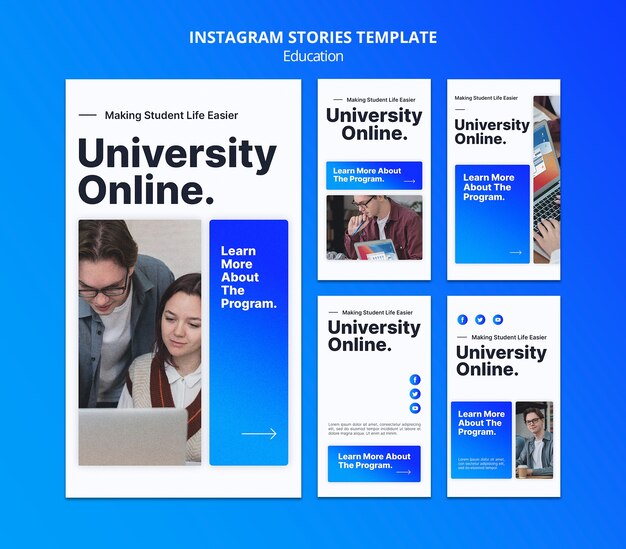 Collection d'histoires instagram universitaires en ligne