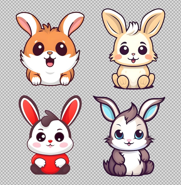 PSD gratuit la collection de lapins mignons de la mascotte