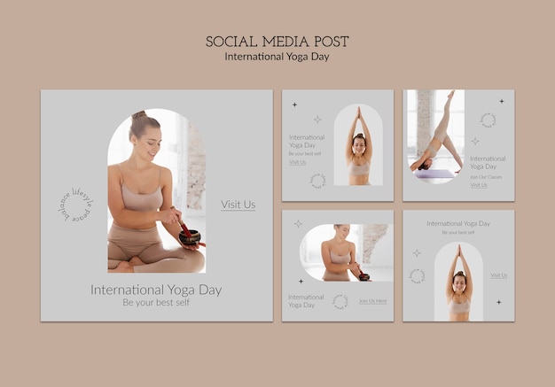 Collection De Messages Instagram Simplistes De La Journée Internationale Du Yoga