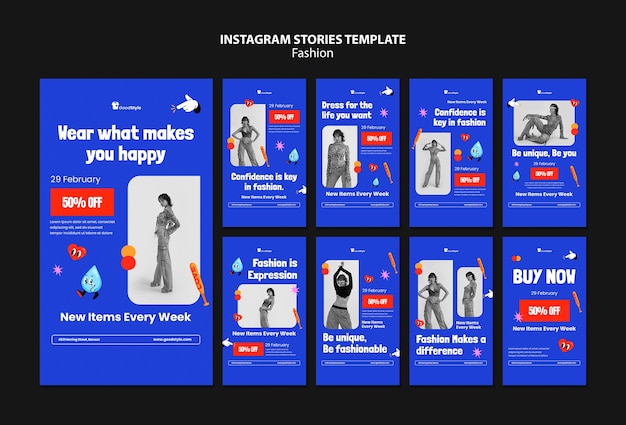 PSD gratuit collection de mode histoires instagram