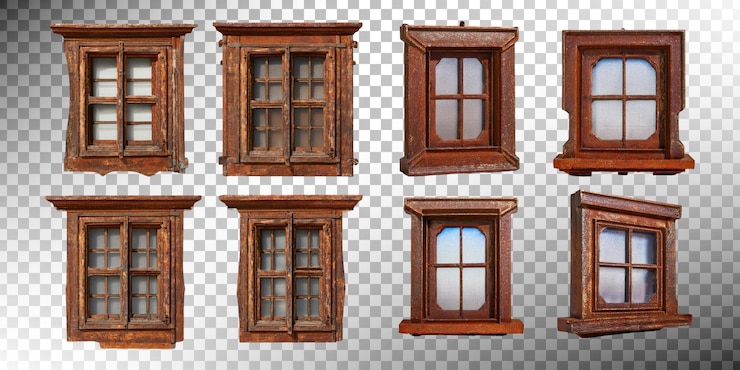 PSD gratuit une collection de modèles de fenêtres en bois vintage