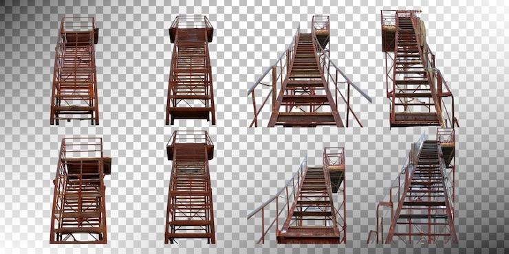 PSD gratuit collection de photos d'escaliers métalliques industriels