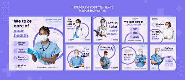 PSD gratuit collection de publications instagram d'affaires médicales
