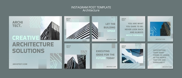 PSD gratuit collection de publications instagram sur l'architecture et la construction