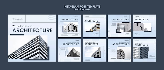 PSD gratuit collection de publications instagram sur l'architecture