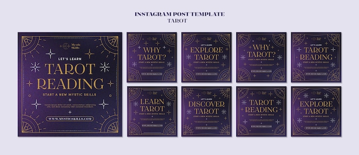 PSD gratuit collection de publications instagram de cartes de tarot
