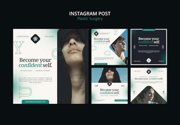 PSD gratuit collection de publications instagram de la clinique de chirurgie plastique