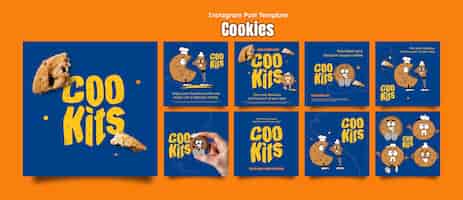 PSD gratuit collection de publications instagram avec des cookies