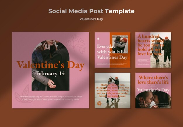 PSD gratuit collection de publications instagram avec un couple romantique