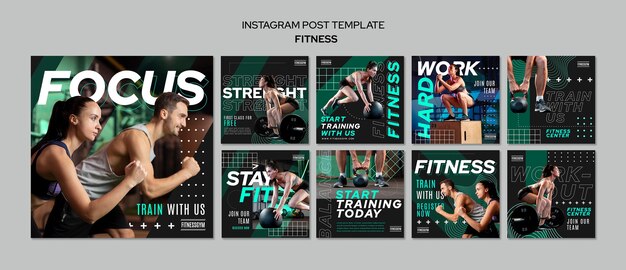 Collection de publications instagram sur les cours de fitness