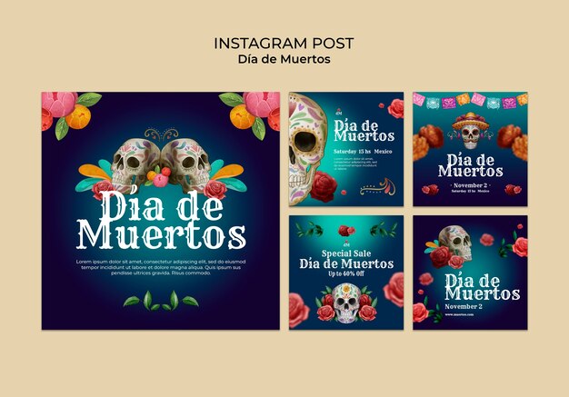 Collection de publications instagram dia de muertos