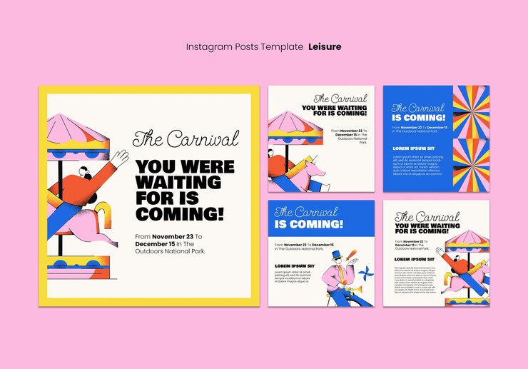 PSD gratuit collection de publications instagram du carnaval