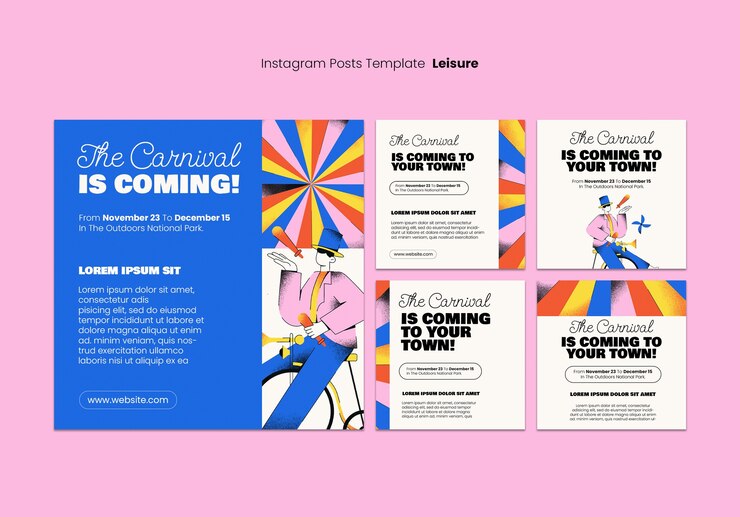PSD gratuit collection de publications instagram du carnaval
