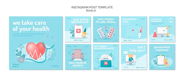 PSD gratuit collection de publications instagram du centre médical