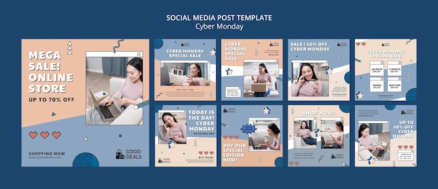 PSD gratuit collection de publications instagram du cyber monday