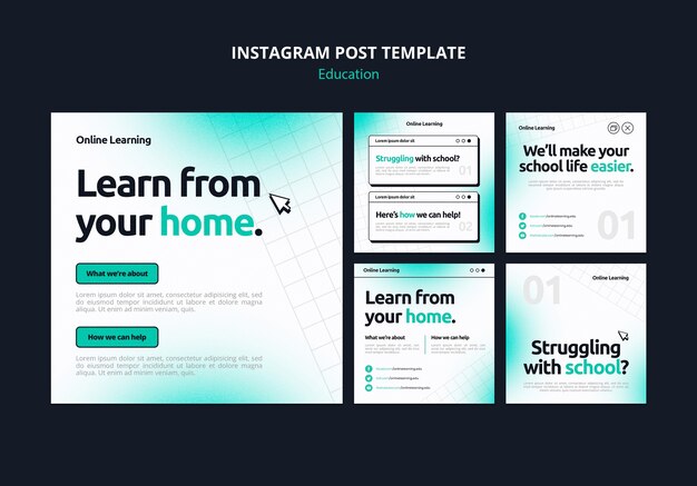 Collection de publications instagram de l'école en ligne