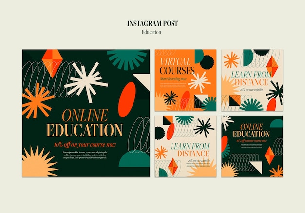 PSD gratuit collection de publications instagram sur l'éducation en ligne