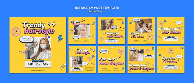 Collection De Publications Instagram D'entreprise De Coiffeur