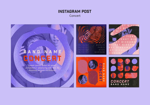 Collection de publications instagram sur l'événement de concert abstrait