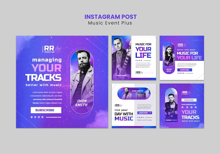 PSD gratuit collection de publications instagram d'événements musicaux