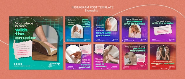 PSD gratuit collection de publications instagram sur la foi évangéliste