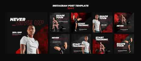 PSD gratuit collection de publications instagram de gym et de sport