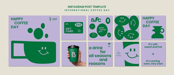 PSD gratuit collection de publications instagram de la journée internationale du café