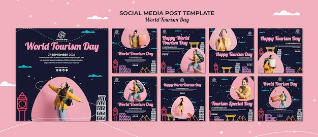 Collection de publications instagram de la journée mondiale du tourisme