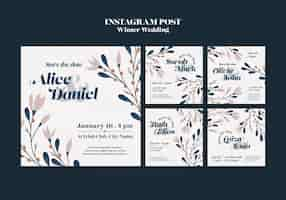 PSD gratuit collection de publications instagram de mariage d'hiver floral