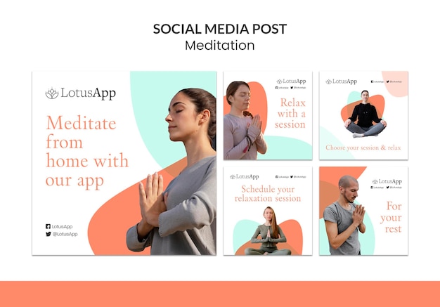 Collection De Publications Instagram Sur Le Mode De Vie De Méditation