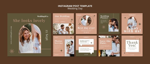 Collection de publications instagram de planificateur de mariage