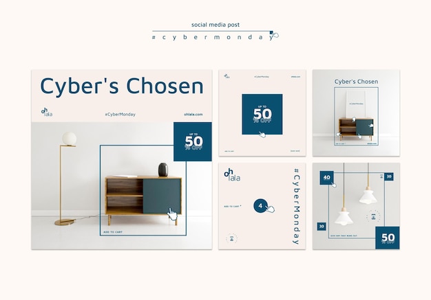PSD gratuit collection de publications instagram pour les achats du cyber lundi