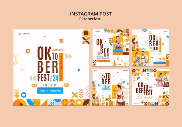 Collection De Publications Instagram Pour La Célébration Du Festival De La Bière Oktoberfest