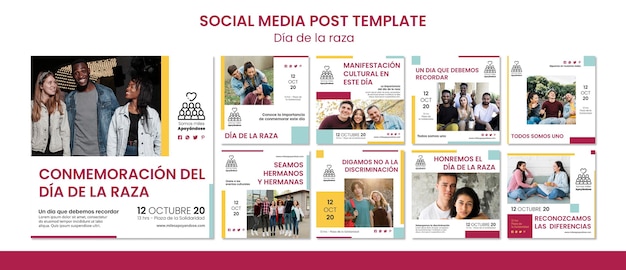 PSD gratuit collection de publications instagram pour la célébration de la journée de columbus