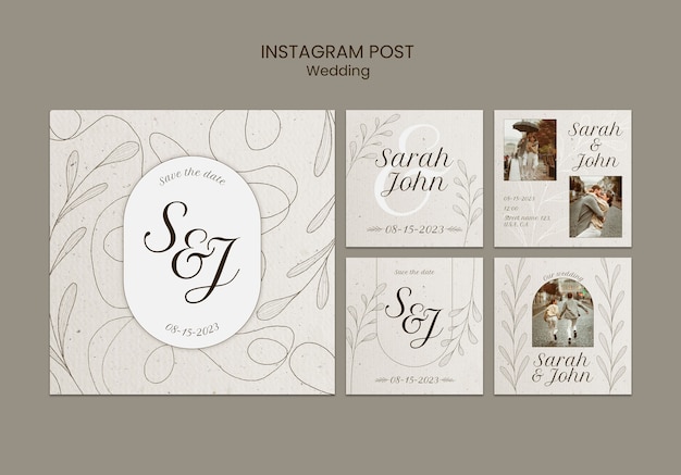 PSD gratuit collection de publications instagram pour la célébration de mariage