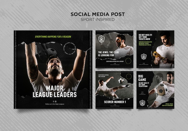 PSD gratuit collection de publications instagram pour le club de football