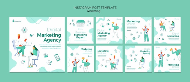 PSD gratuit collection de publications instagram pour les entreprises de marketing et de publicité