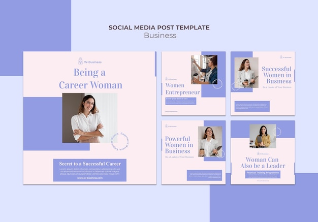 PSD gratuit collection de publications instagram pour les femmes en affaires