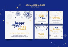 PSD gratuit collection de publications instagram pour la fête du nouvel an