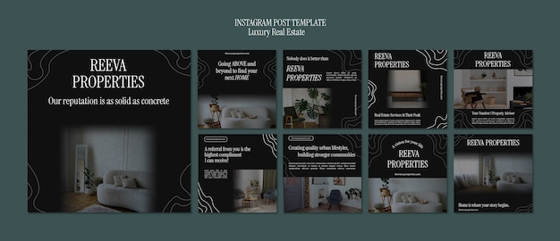 PSD gratuit collection de publications instagram pour l'immobilier de luxe