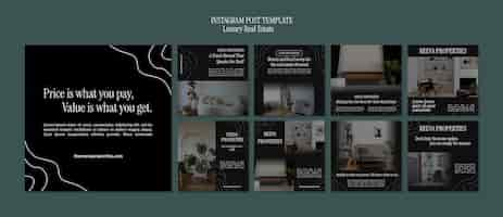 PSD gratuit collection de publications instagram pour l'immobilier de luxe