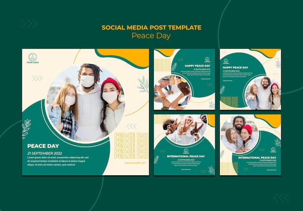 Collection de publications Instagram pour la journée internationale de la paix