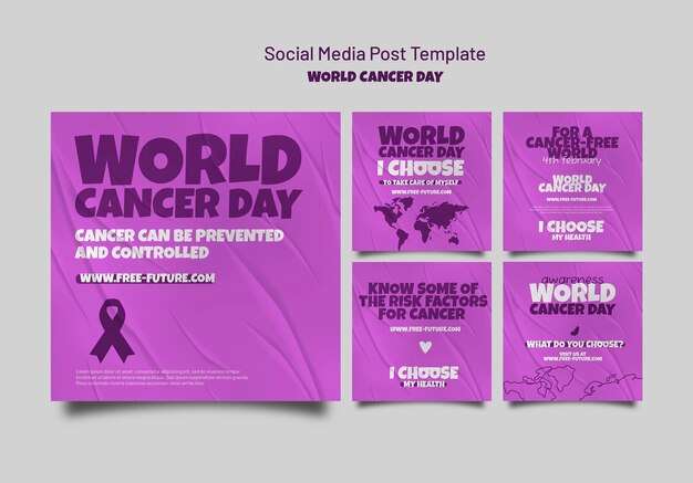 Collection de publications instagram pour la journée mondiale du cancer