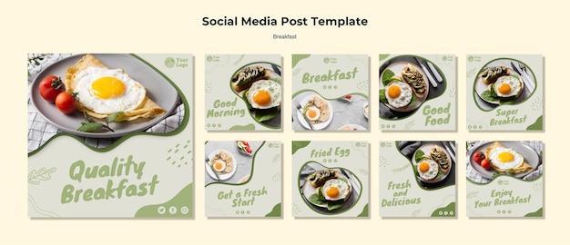 PSD gratuit collection de publications instagram pour un petit-déjeuner sain