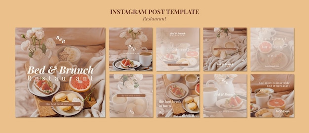 PSD gratuit collection de publications instagram pour un restaurant élégant et chic