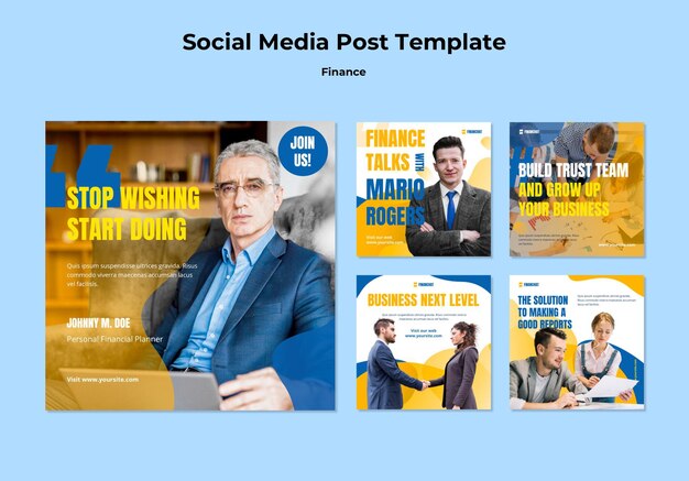 Collection de publications Instagram pour un séminaire sur les affaires et la finance