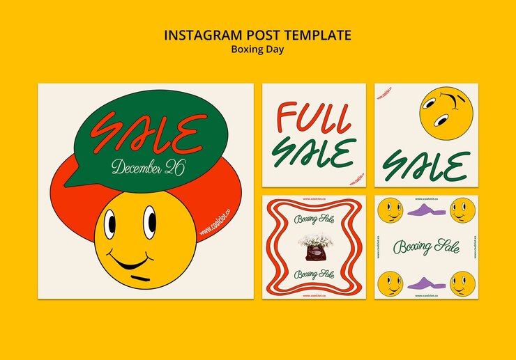 PSD gratuit collection de publications instagram pour les soldes du lendemain de noël