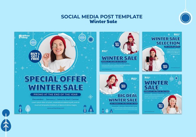 Collection de publications Instagram pour les soldes d'hiver